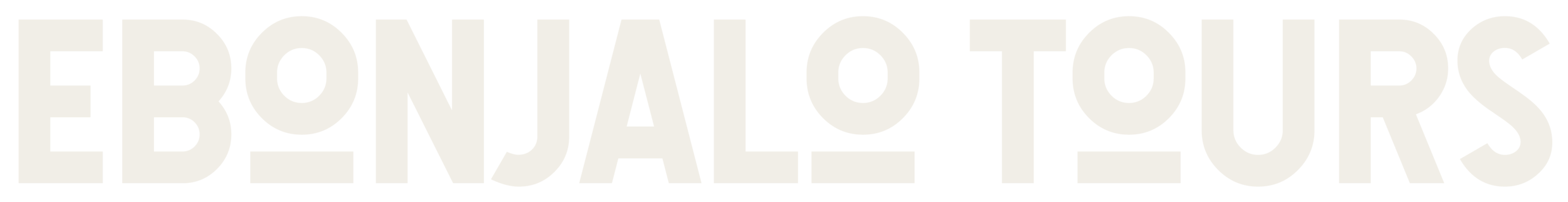 The logo of Ebonjalo Tours in ivory white